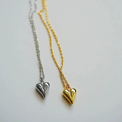 Wholesale Jewelry Casual Cute Simple Style Heart Shape 304 Stainless Steel Pendant Necklace