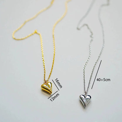 Wholesale Jewelry Casual Cute Simple Style Heart Shape 304 Stainless Steel Pendant Necklace