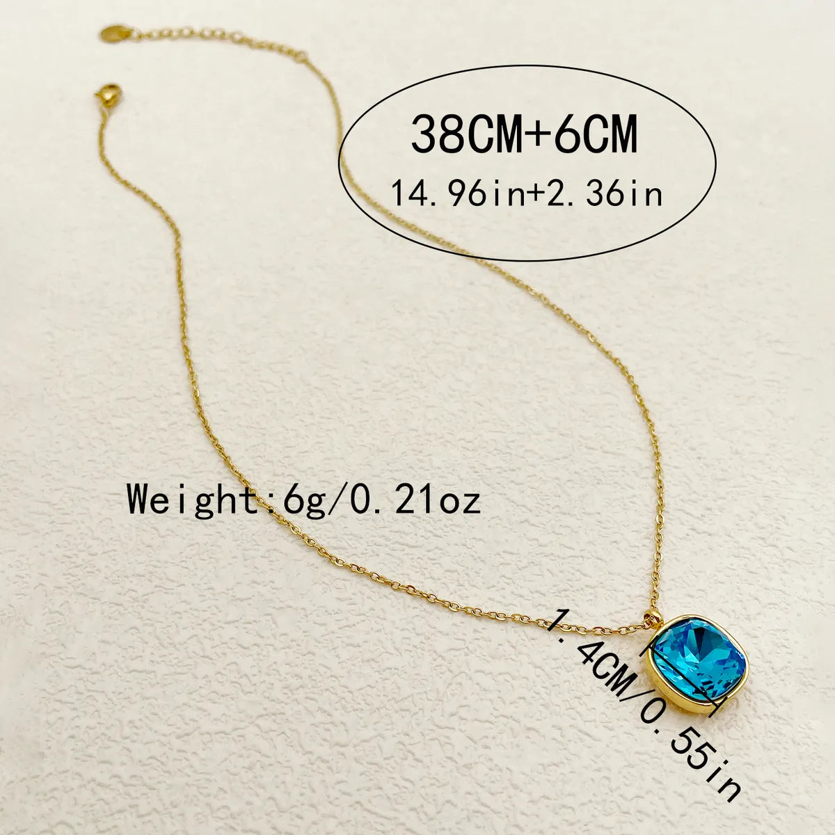 Wholesale Jewelry Casual Elegant Classic Style Square 304 Stainless Steel Zircon 14K Gold Plated Plating Inlay Pendant Necklace