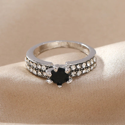 Wholesale Jewelry Casual Elegant Luxurious Geometric Alloy Rhinestones Silver Plated Inlay Rings