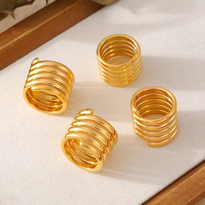 Wholesale Jewelry Casual Elegant Modern Style Geometric 304 Stainless Steel 18K Gold Plated Plating Rings