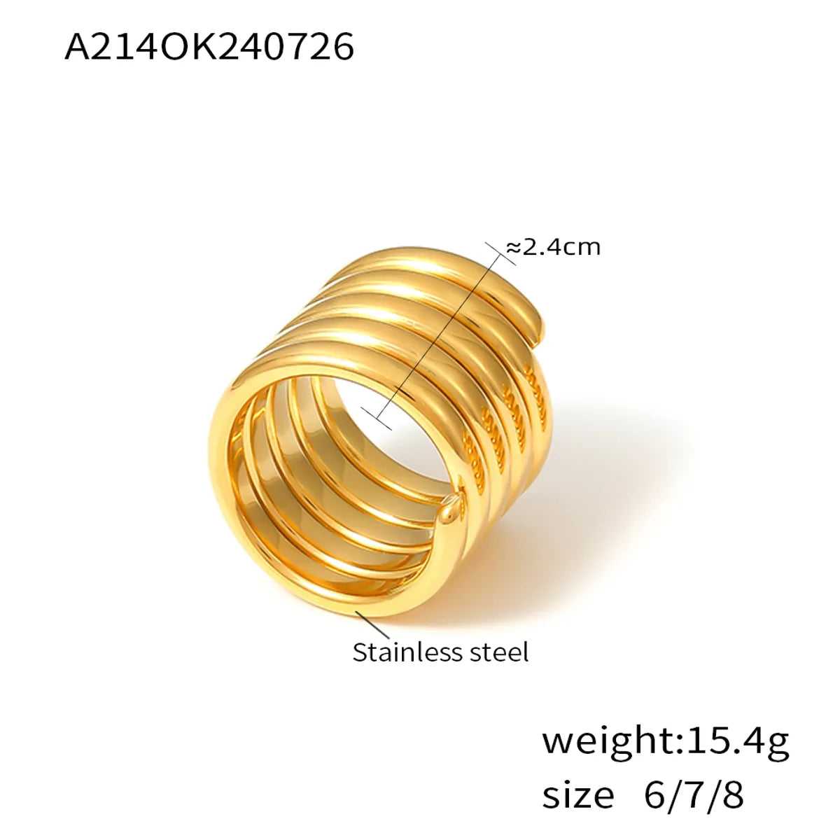 Wholesale Jewelry Casual Elegant Modern Style Geometric 304 Stainless Steel 18K Gold Plated Plating Rings