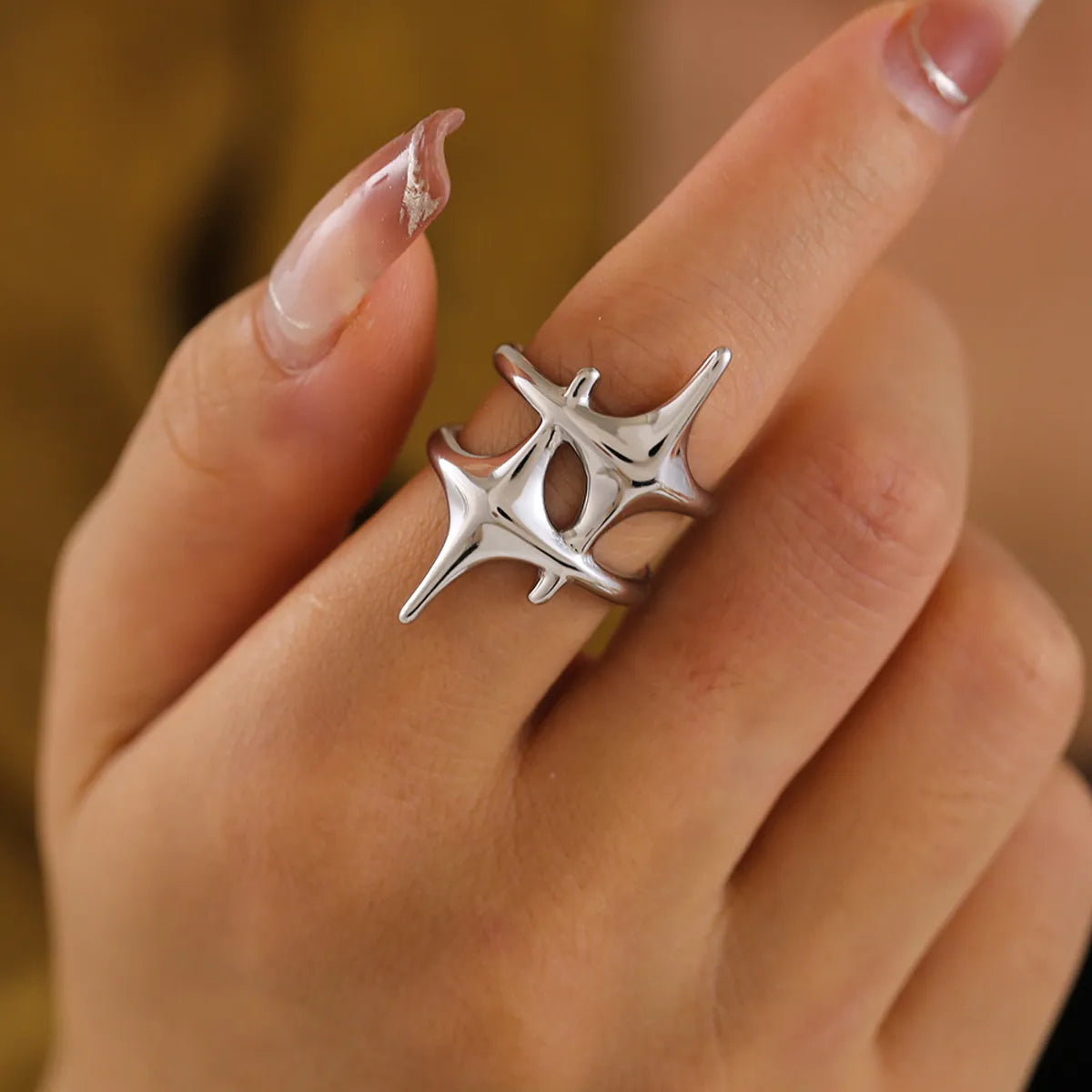 Wholesale Jewelry Casual Elegant Modern Style Star Titanium Steel 18K Gold Plated Plating Open Rings