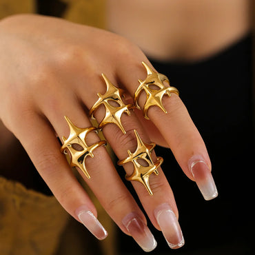 Wholesale Jewelry Casual Elegant Modern Style Star Titanium Steel 18K Gold Plated Plating Open Rings