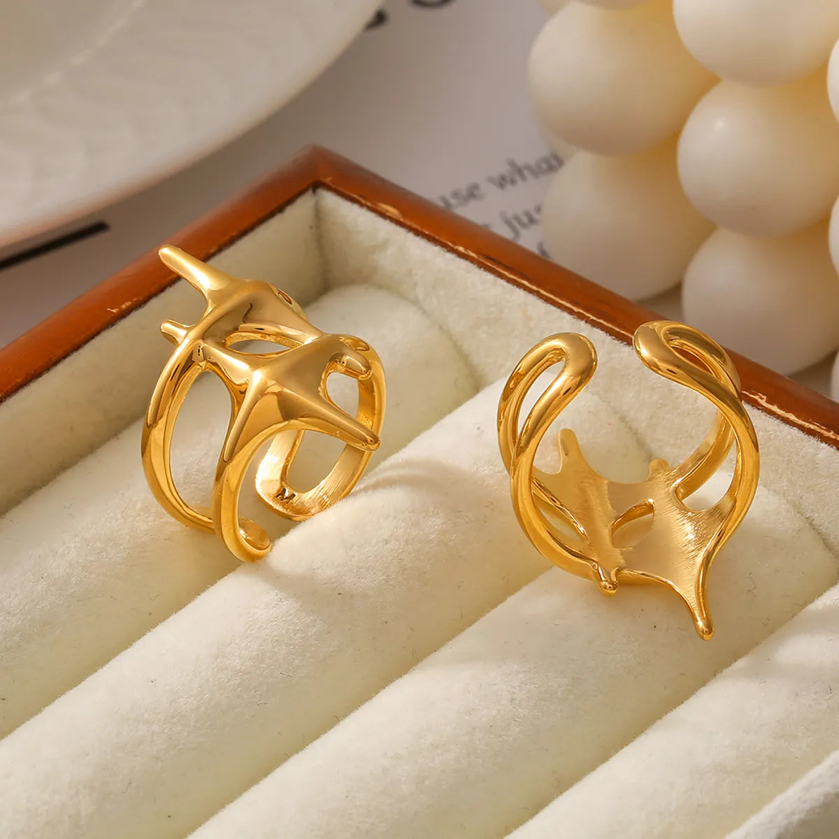 Wholesale Jewelry Casual Elegant Modern Style Star Titanium Steel 18K Gold Plated Plating Open Rings