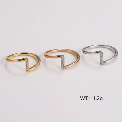 Wholesale Jewelry Casual Elegant Modern Style Waves 304 Stainless Steel Zircon Inlay Rings