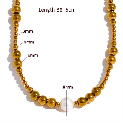 Wholesale Jewelry Casual Elegant Simple Style Round 302 Stainless Steel 304 Stainless Steel Imitation Pearl Beaded Necklace