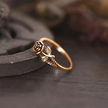 Wholesale Jewelry Casual Elegant Tropical Round Plant Rose Steel Plating Rings