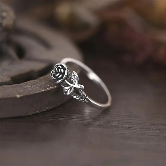 Wholesale Jewelry Casual Elegant Tropical Round Plant Rose Steel Plating Rings