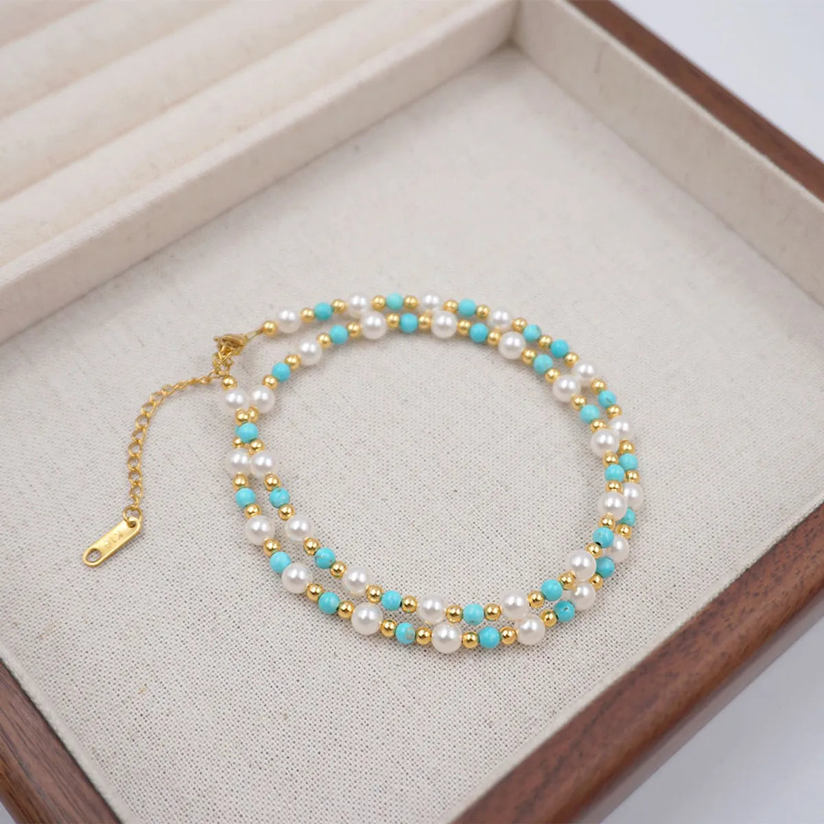 Wholesale Jewelry Casual Elegant Vacation Round 304 Stainless Steel Imitation Pearl Turquoise Beaded Bracelets Necklace