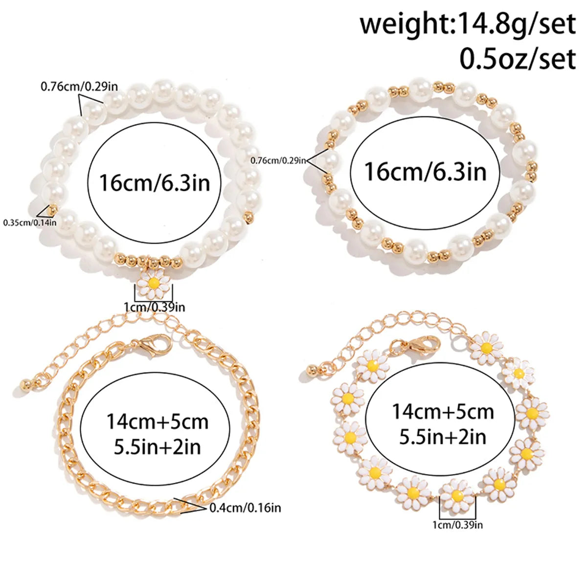 Wholesale Jewelry Casual Hawaiian Bohemian Pentagram Heart Shape Daisy CCB Alloy Soft Clay Beaded Knitting Bracelets