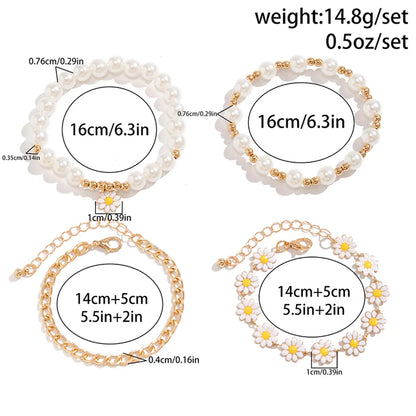 Wholesale Jewelry Casual Hawaiian Bohemian Pentagram Heart Shape Daisy CCB Alloy Soft Clay Beaded Knitting Bracelets