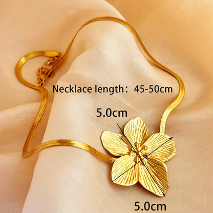 Wholesale Jewelry Casual Hawaiian Tropical Flower 304 Stainless Steel 18K Gold Plated Plating Pendant Necklace