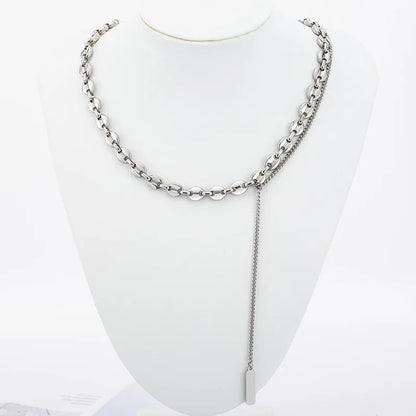 Wholesale Jewelry Casual Hip-Hop Cool Style Geometric 304 Stainless Steel Asymmetrical Polishing Necklace