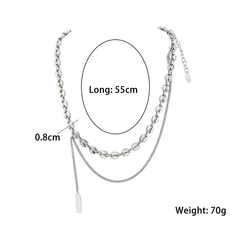 Wholesale Jewelry Casual Hip-Hop Cool Style Geometric 304 Stainless Steel Asymmetrical Polishing Necklace