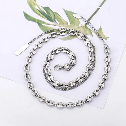 Wholesale Jewelry Casual Hip-Hop Cool Style Geometric 304 Stainless Steel Asymmetrical Polishing Necklace