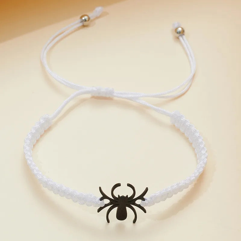 Wholesale Jewelry Casual Hip-Hop French Style Spider Spider Web 304 Stainless Steel Rope Silver Plated Black Plated Drawstring Braid Drawstring Bracelets