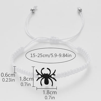 Wholesale Jewelry Casual Hip-Hop French Style Spider Spider Web 304 Stainless Steel Rope Silver Plated Black Plated Drawstring Braid Drawstring Bracelets