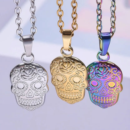 Wholesale Jewelry Casual Hip-Hop Funny Skull 304 Stainless Steel 18K Gold Plated Plating Pendant Necklace