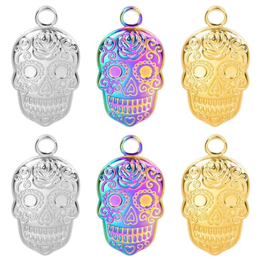 Wholesale Jewelry Casual Hip-Hop Funny Skull 304 Stainless Steel 18K Gold Plated Plating Pendant Necklace