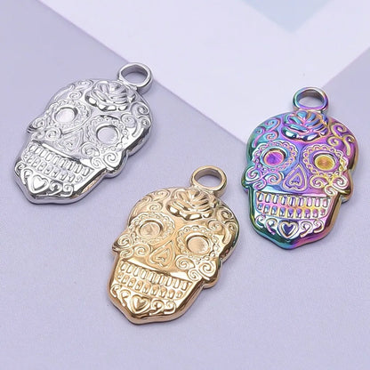 Wholesale Jewelry Casual Hip-Hop Funny Skull 304 Stainless Steel 18K Gold Plated Plating Pendant Necklace