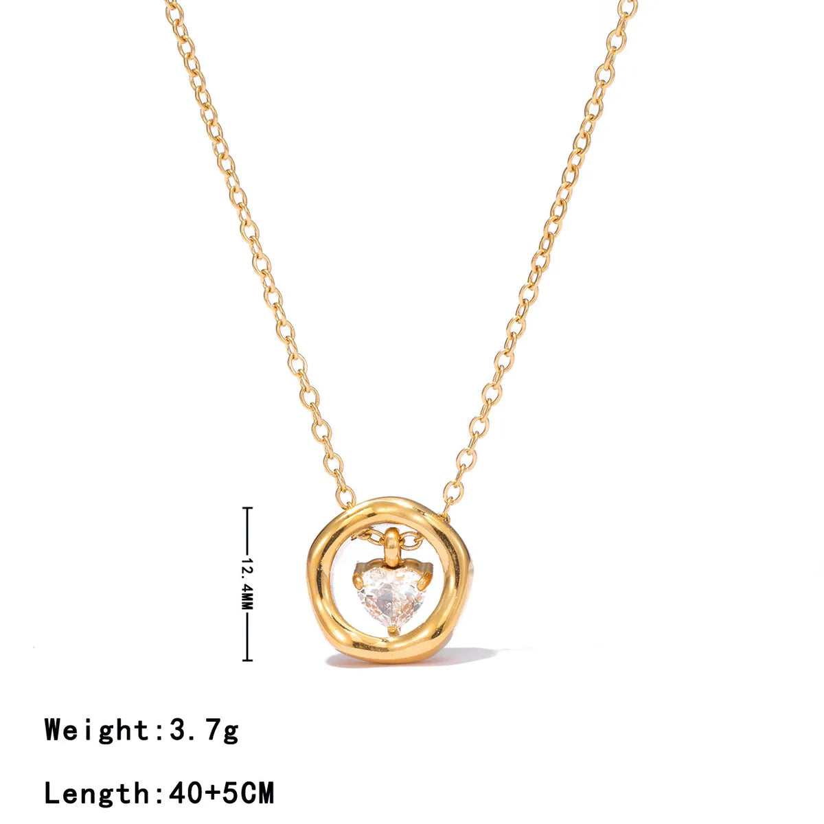 Wholesale Jewelry Casual Hip-Hop Simple Style Geometric 304 Stainless Steel Zircon White Gold Plated Gold Plated Plating Pendant Necklace