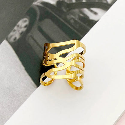 Wholesale Jewelry Casual Hip-Hop Streetwear Irregular Flower 304 Stainless Steel 14K Gold Plated Enamel Plating Hollow Out Rings Bracelets