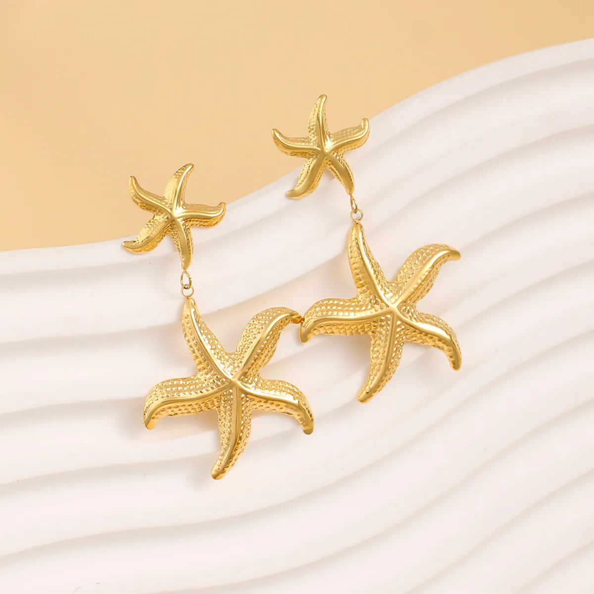 Wholesale Jewelry Casual Marine Style Beach Starfish Bow Knot 304 Stainless Steel 316 Stainless Steel  18K Gold Plated Earrings Necklace