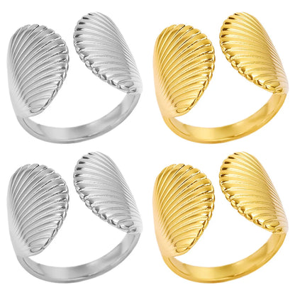 Wholesale Jewelry Casual Marine Style Scallop 304 Stainless Steel 18K Gold Plated Polishing Open Rings