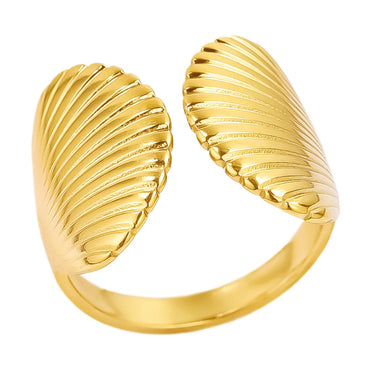 Wholesale Jewelry Casual Marine Style Scallop 304 Stainless Steel 18K Gold Plated Polishing Open Rings