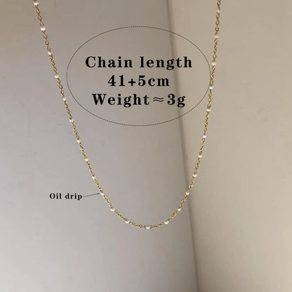 Wholesale Jewelry Casual Modern Style Color Block 304 Stainless Steel 16K Gold Plated White Gold Plated Gold Plated Enamel Plating Necklace