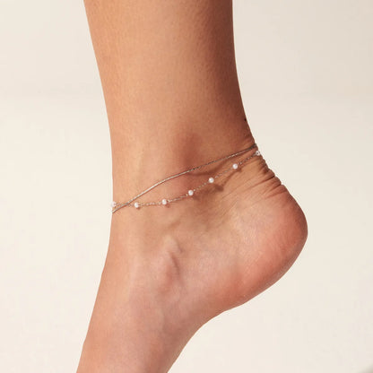 Wholesale Jewelry Casual Modern Style Geometric 304 Stainless Steel Pearl 16K Gold Plated White Gold Plated Gold Plated Plating Anklet