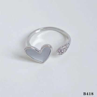 Wholesale Jewelry Casual Modern Style Heart Shape Bow Knot 304 Stainless Steel Shell Diamond 16K Gold Plated White Gold Plated Gold Plated Inlay Open Rings