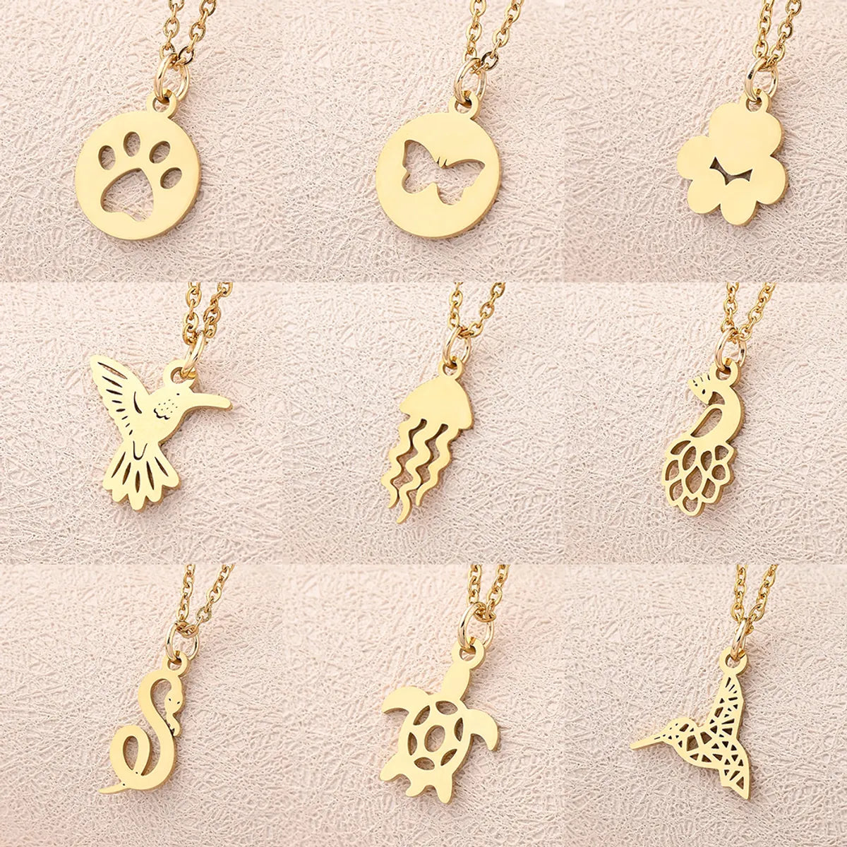 Wholesale Jewelry Casual Modern Style Simple Style Animal Snake Butterfly 304 Stainless Steel Gold Plated Polishing Plating Pendant Necklace