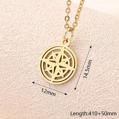 Wholesale Jewelry Casual Modern Style Simple Style Compass Mermaid Snowflake 304 Stainless Steel Gold Plated Polishing Plating Pendant Necklace