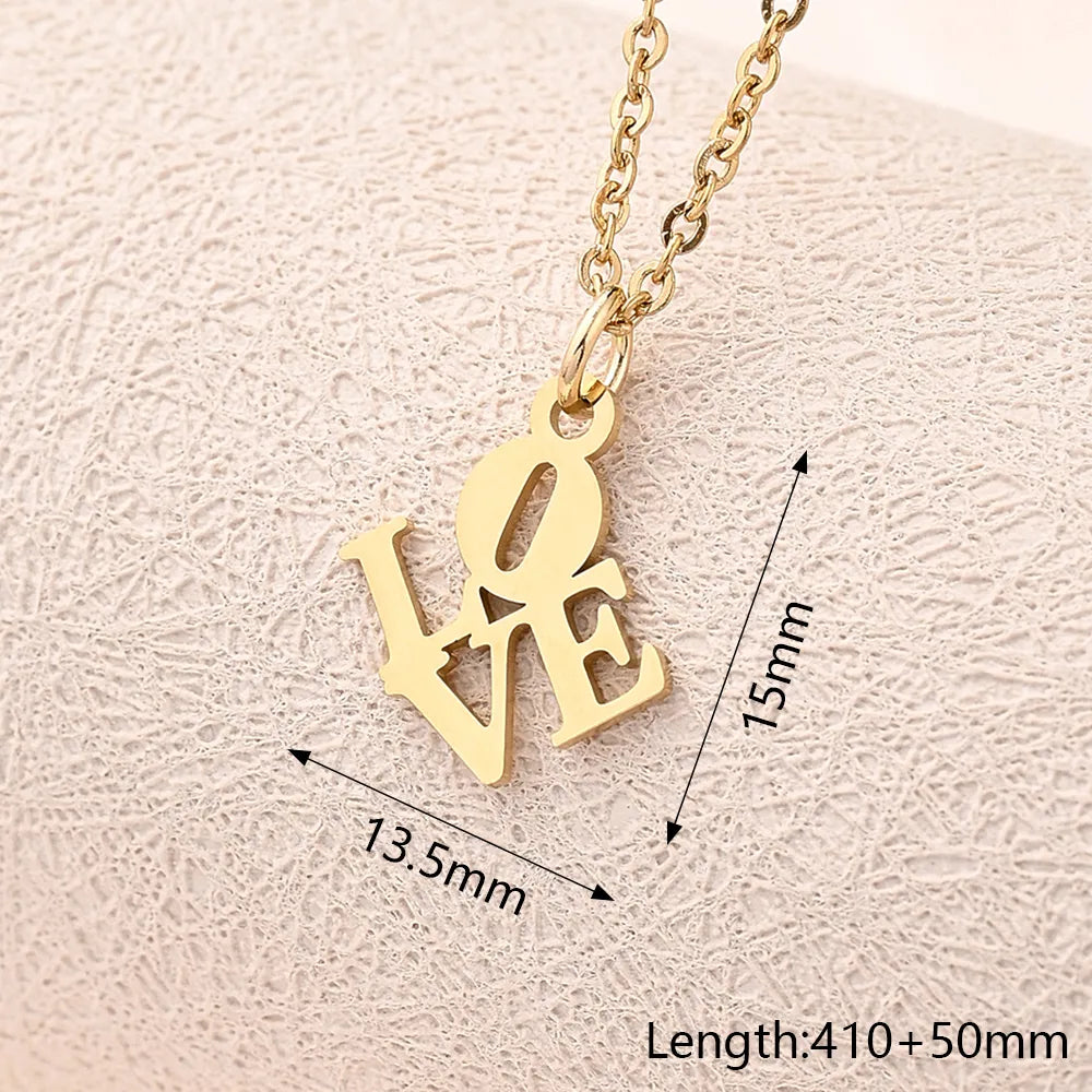 Wholesale Jewelry Casual Modern Style Simple Style Letter Heart Shape Feather 304 Stainless Steel Gold Plated Polishing Plating Pendant Necklace