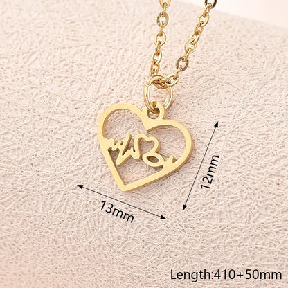 Wholesale Jewelry Casual Modern Style Simple Style Letter Heart Shape Feather 304 Stainless Steel Gold Plated Polishing Plating Pendant Necklace