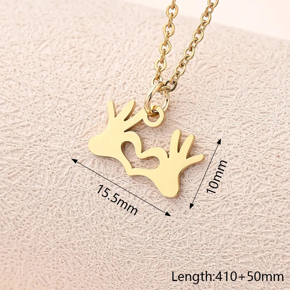 Wholesale Jewelry Casual Modern Style Simple Style Letter Heart Shape Feather 304 Stainless Steel Gold Plated Polishing Plating Pendant Necklace