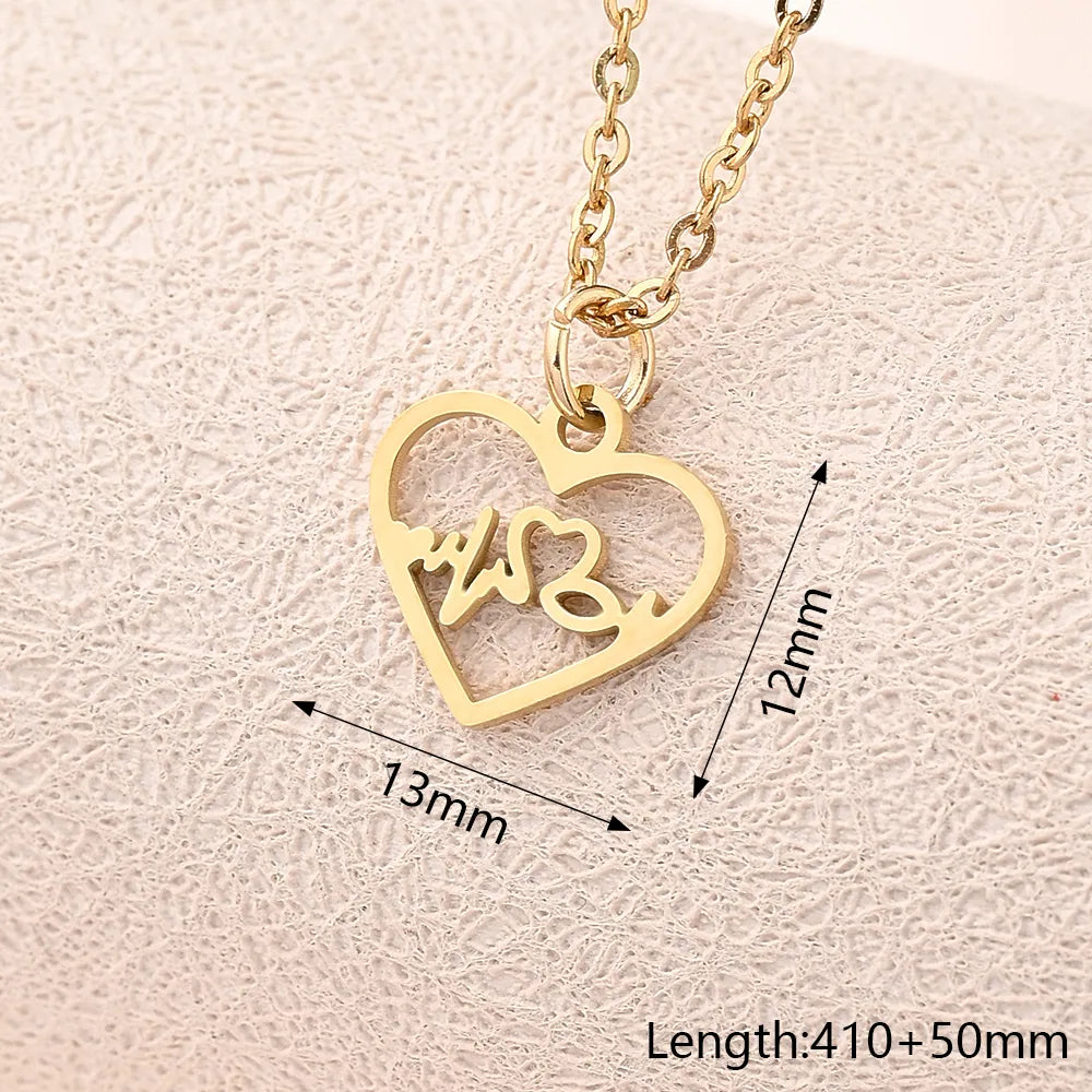 Wholesale Jewelry Casual Modern Style Simple Style Letter Heart Shape Feather 304 Stainless Steel Gold Plated Polishing Plating Pendant Necklace