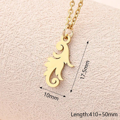 Wholesale Jewelry Casual Modern Style Simple Style Letter Heart Shape Feather 304 Stainless Steel Gold Plated Polishing Plating Pendant Necklace