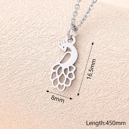 Wholesale Jewelry Casual Modern Style Simple Style Peacock Ghost Snake 304 Stainless Steel Polishing Pendant Necklace