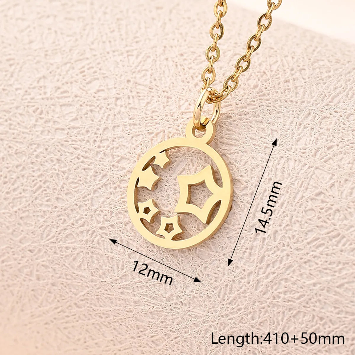 Wholesale Jewelry Casual Modern Style Simple Style Sun Star Moon 304 Stainless Steel Gold Plated Polishing Plating Pendant Necklace