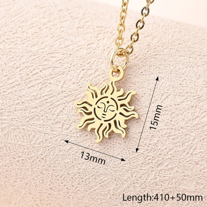 Wholesale Jewelry Casual Modern Style Simple Style Sun Star Moon 304 Stainless Steel Gold Plated Polishing Plating Pendant Necklace