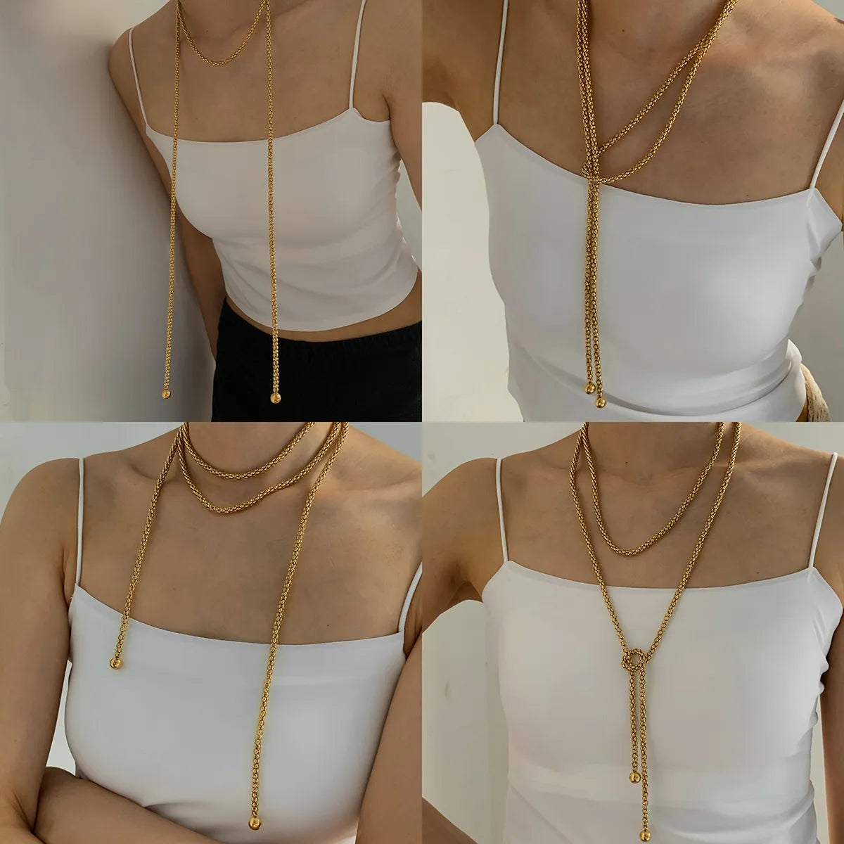 Wholesale Jewelry Casual Modern Style Solid Color 304 Stainless Steel 16K Gold Plated White Gold Plated Gold Plated Plating Necklace