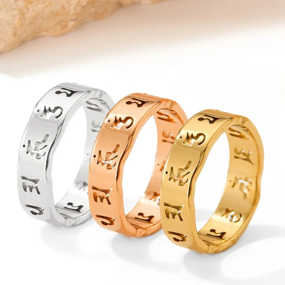 Wholesale Jewelry Casual Modern Style Solid Color 304 Stainless Steel White Gold Plated Gold Plated Plating Hollow Out Rings