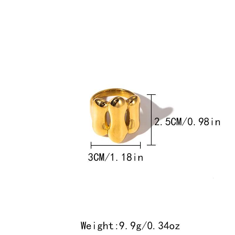 Wholesale Jewelry Casual Modern Style Unforgettable 304 Stainless Steel 14K Gold Plated Plating Hollow Out Rings