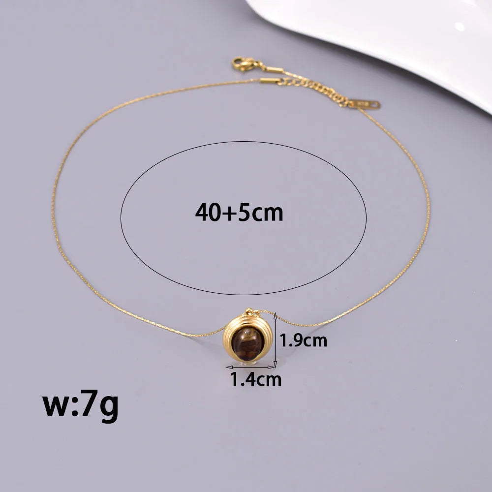 Wholesale Jewelry Casual Pastoral Oval 304 Stainless Steel Titanium Steel 18K Gold Plated Pendant Necklace