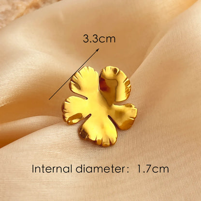 Wholesale Jewelry Casual Retro Simple Style Flower 304 Stainless Steel 18K Gold Plated Open Rings