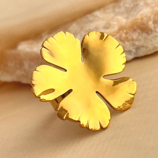 Wholesale Jewelry Casual Retro Simple Style Flower 304 Stainless Steel 18K Gold Plated Open Rings