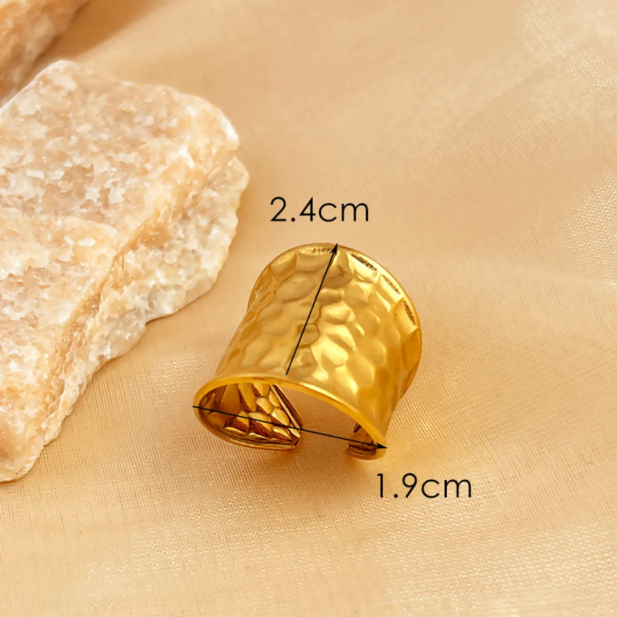 Wholesale Jewelry Casual Retro Simple Style Round 201 Stainless Steel 18K Gold Plated Plating Adjustable Ring